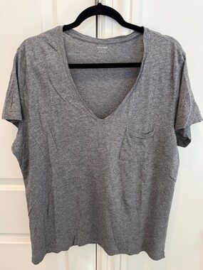 Madewell Whisper Cotton V-Neck Pocket Tee Size XXL Heather Mercury